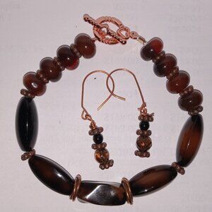tiger eye bracelet and earring set